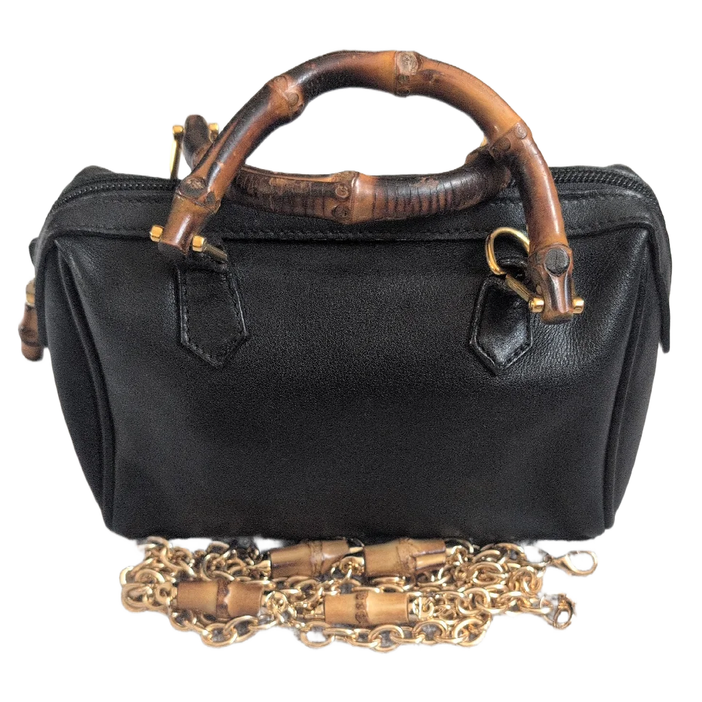 Gucci black bamboo shoulder bag
