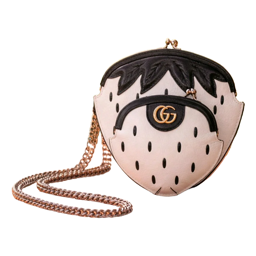 Pre-owned Gucci Strawberry Cross Body Bag Black & White