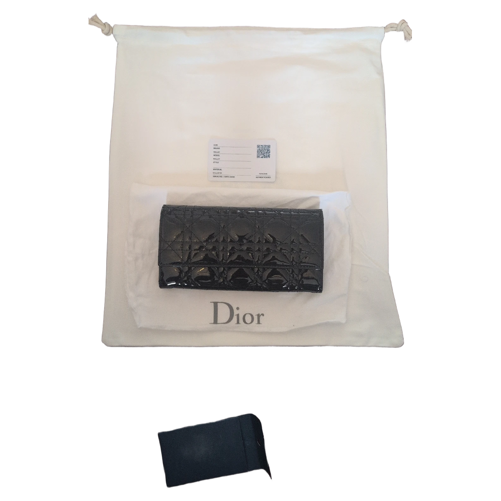 Pre-Owned Christian Dior Lady Dior Black Patent Leather Clutch