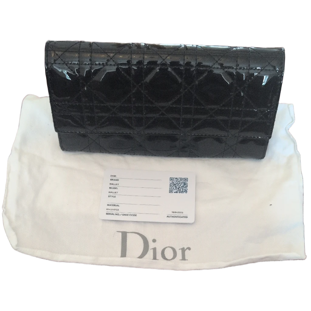 Pre-Owned Christian Dior Lady Dior Black Patent Leather Clutch