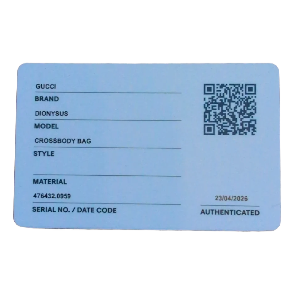 certificate of authenticity for Pre-owned Gucci Dionysus Green Velvet & Black Leather
