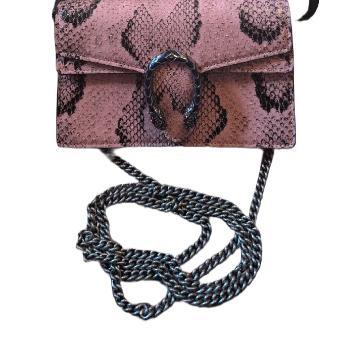 showing chain for Pre-Owned Gucci Dionysus Python Mini Pink Bag