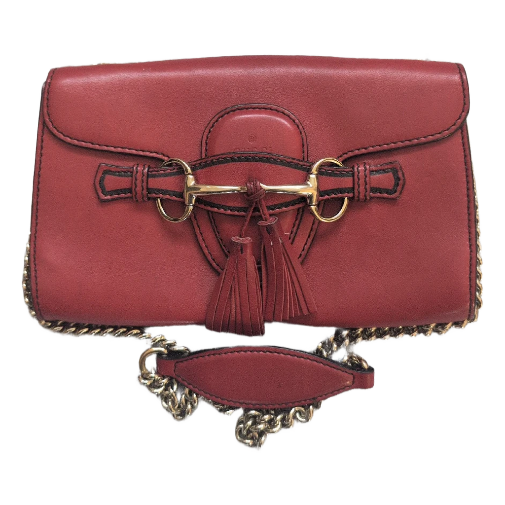 Pre-owned Gucci Red Emily Leather Gold Hardware Handbag Crossbody Bag