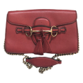 Pre-owned Gucci Red Emily Leather Gold Hardware Handbag Crossbody Bag