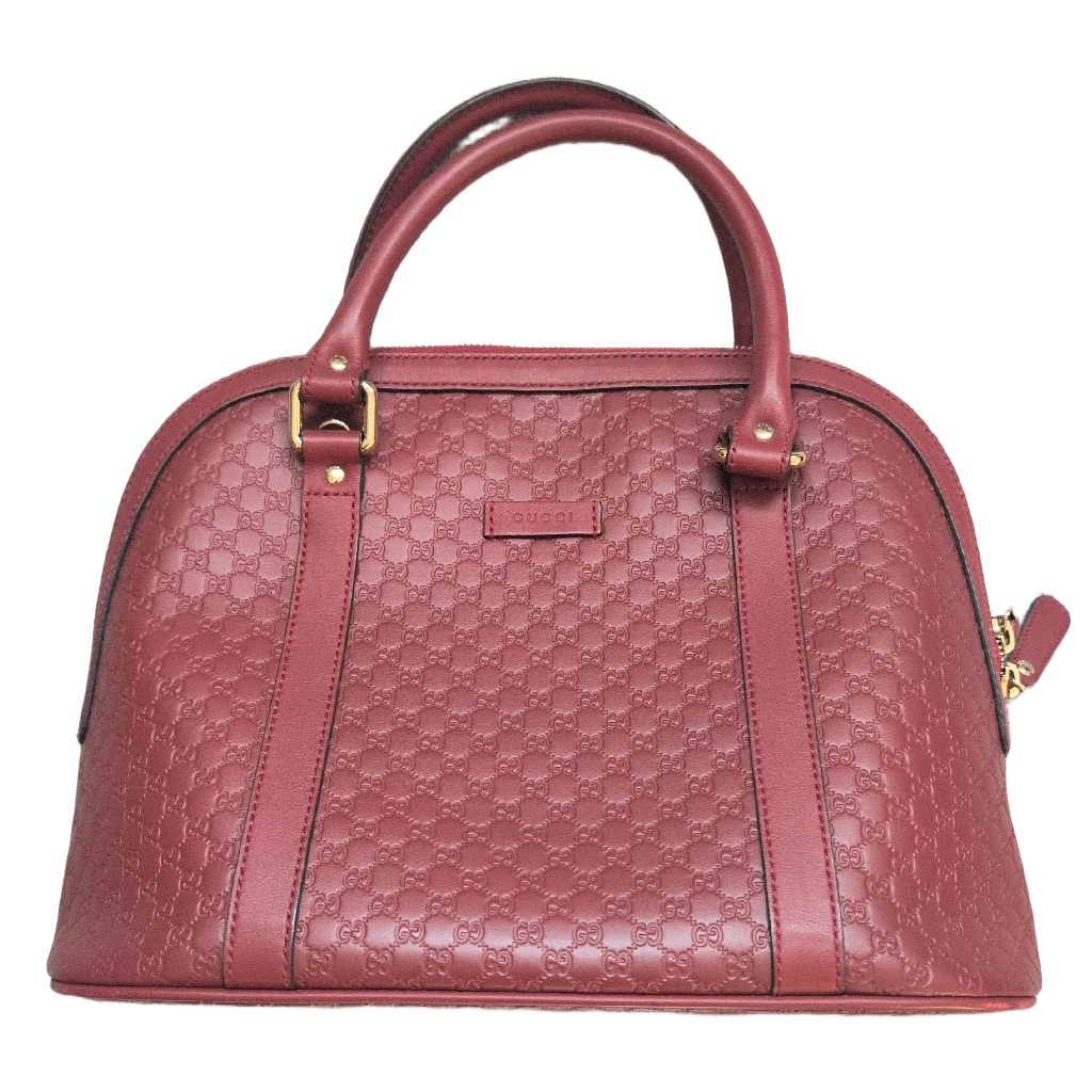 FRONT OF Pre-Owned Gucci GG Medium Red Top Handle Bag Guccissima