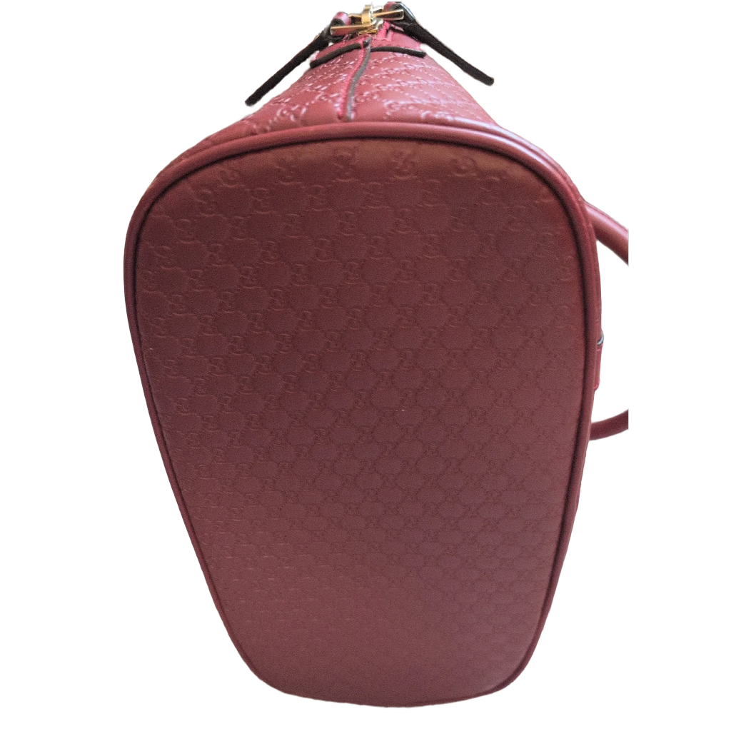 bottom of Pre-Owned Gucci GG Medium Red Top Handle Bag Guccissima