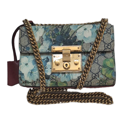 Pre-owned Gucci Bloom GG Padlock Bag in Blue and Grey FRONT OF BAG
