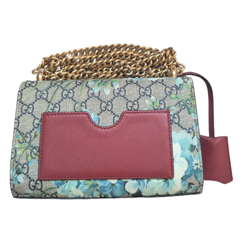 Pre-owned Gucci Bloom GG Padlock Bag in Blue and Grey back of bag