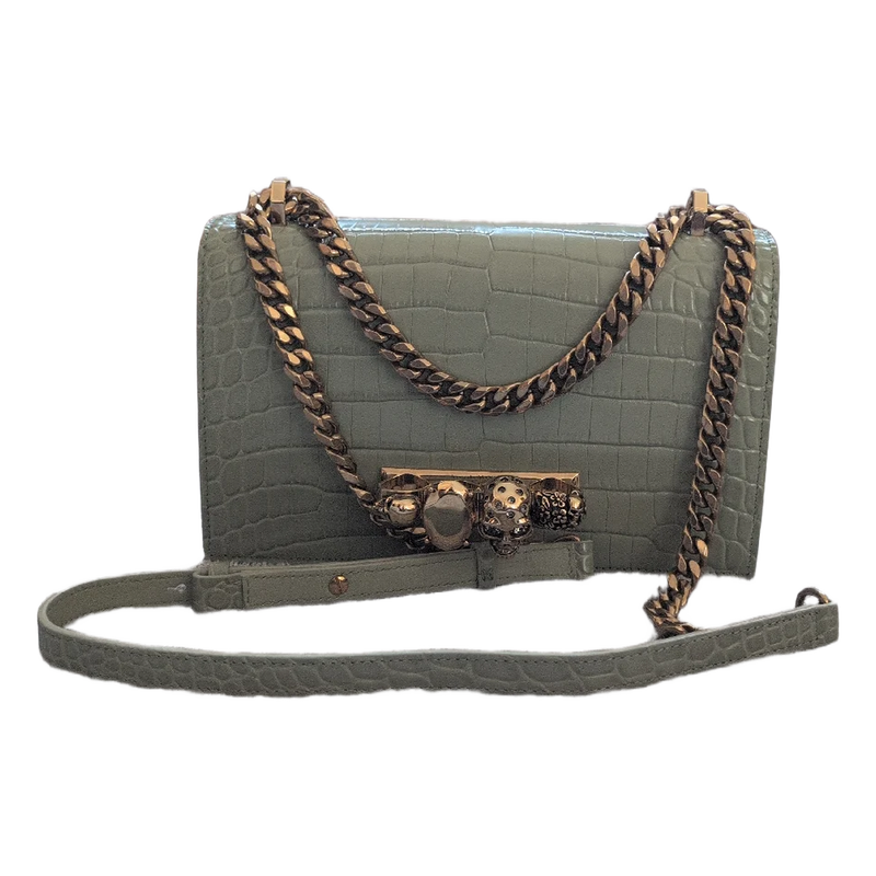 Pre-Owned Alexander McQueen Skull Four Ring Mini Satchel | Light