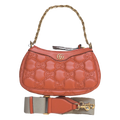Pre-owned Gucci GG Quilted Matelasse Leather Mini Shoulder Bag In Orange front close up