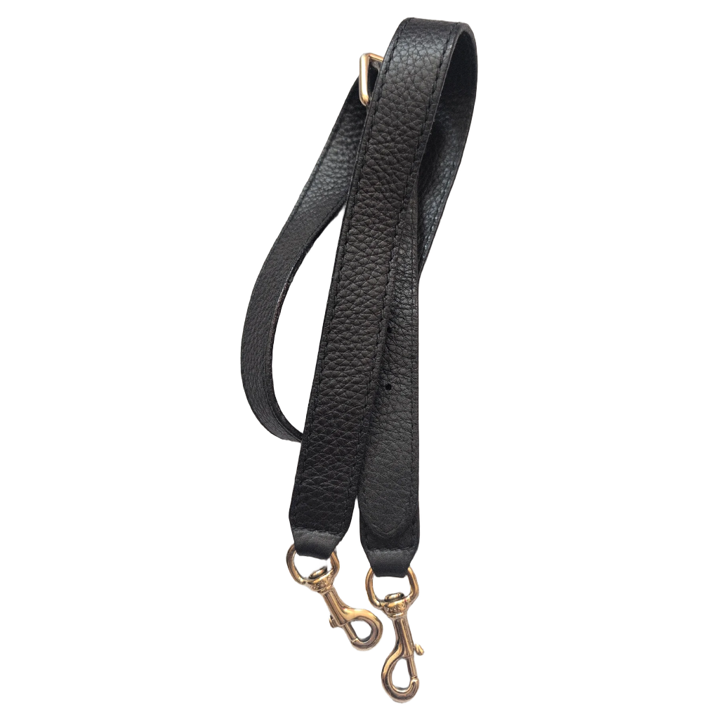 Pre-Owned Gucci Black Leather Striped Boston Bag with Strap removable  strap