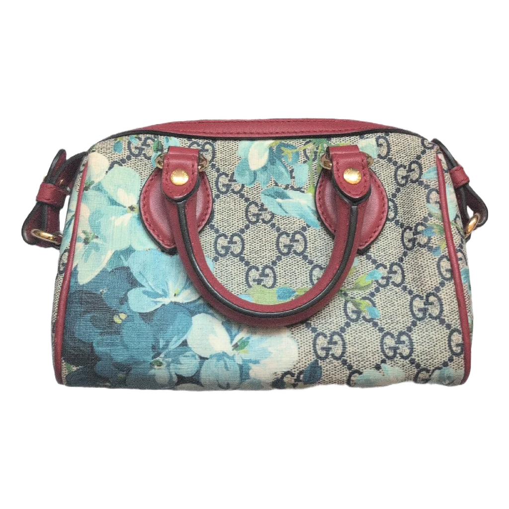 front view of Gucci GG Supreme Blooms Mini Boston bag