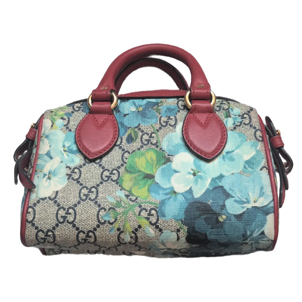 rear view of Gucci GG Supreme Blooms Mini Boston bag