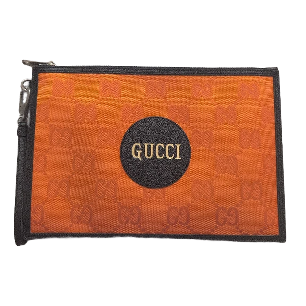 front view of Pre-owned Gucci Off The Grid High Orange Nylon Clutch Bag