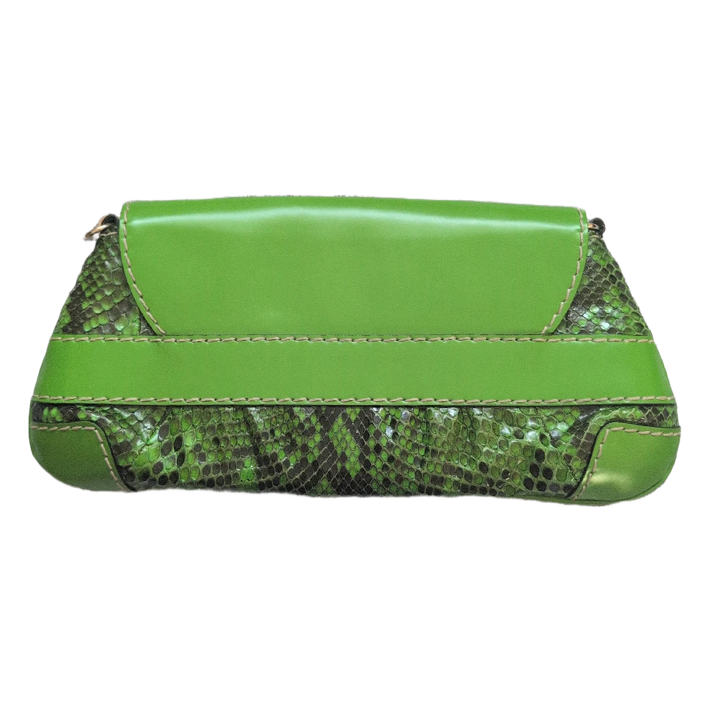 back without strap Pre-owned Gucci Green & Black Clutch Snake Print
