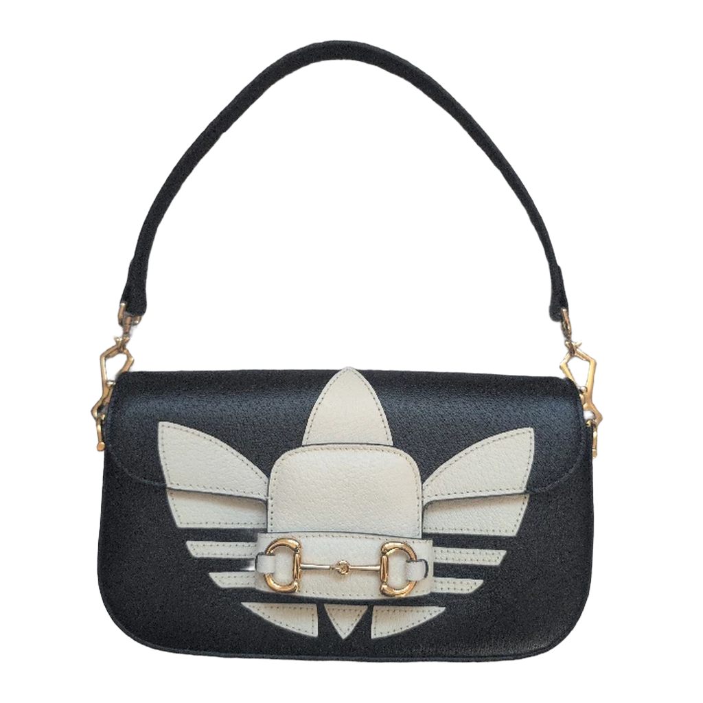 front view of Pre-owned Gucci and Adidas Originals Black and white Horsebit