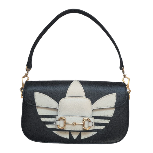 front view of Pre-owned Gucci and Adidas Originals Black and white Horsebit