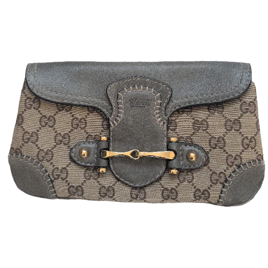front view of Pre-owned Gucci Pelham Monogram Canvas Clutch