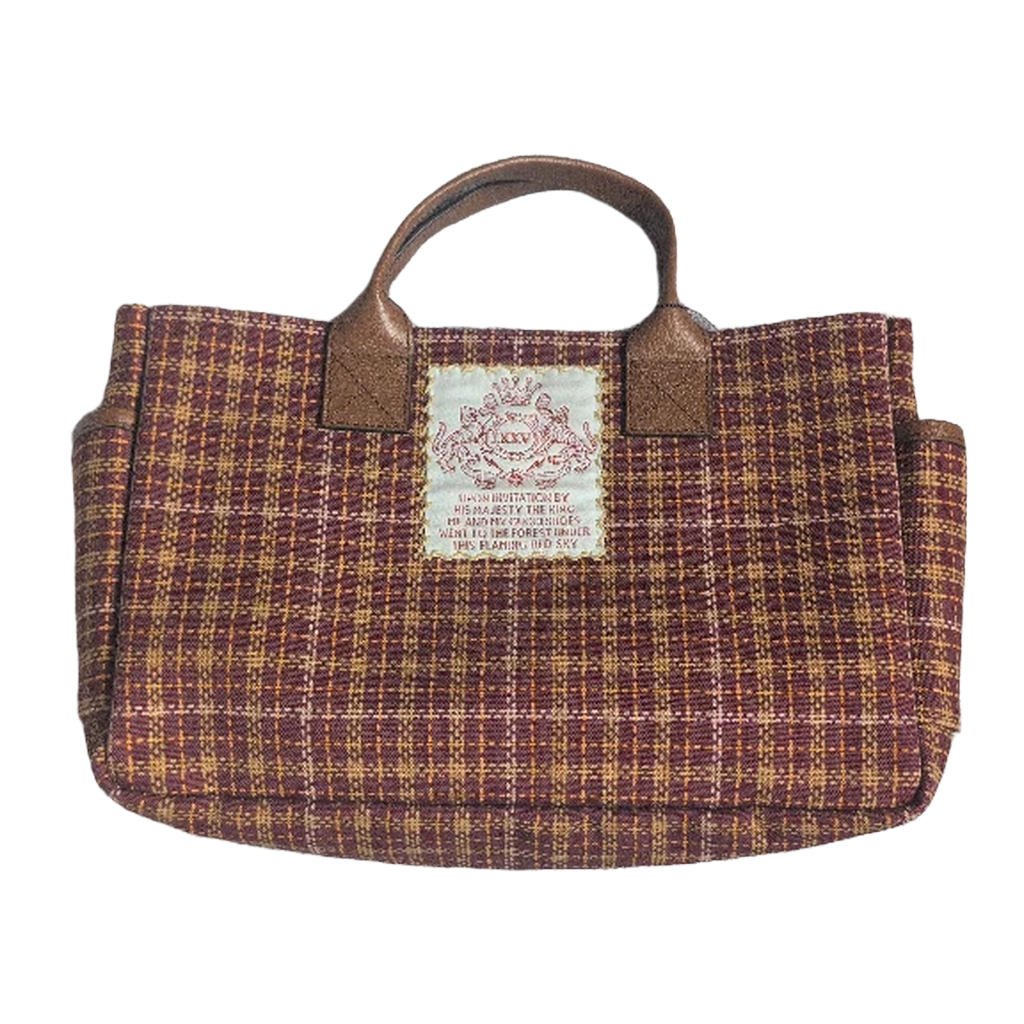 back of Pre-Owned Gucci Interlocking GG Plaid Brown Multi Canvas Leather Tote