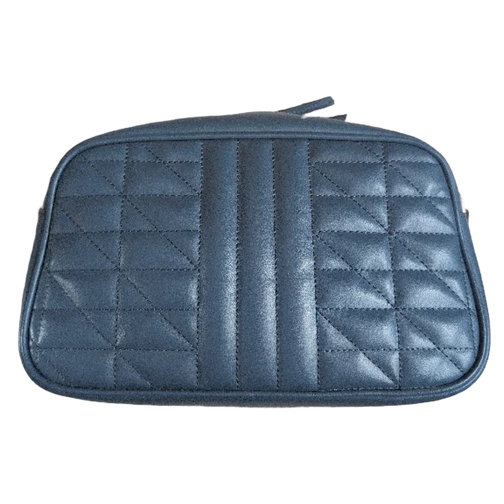 back of Pre-Owned Gucci GG Marmont Blue Leather Camera Bag