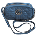 fdont with strap Pre-Owned Gucci GG Marmont Blue Leather Camera Bag
