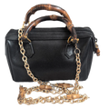 front view with chain GUCCI Bamboo Mini Black Leather Bamboo Shoulder Bag 