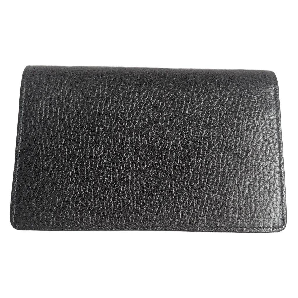 back of Pre-Owned Gucci Dionysus Black Pebbled Leather Mini Bag