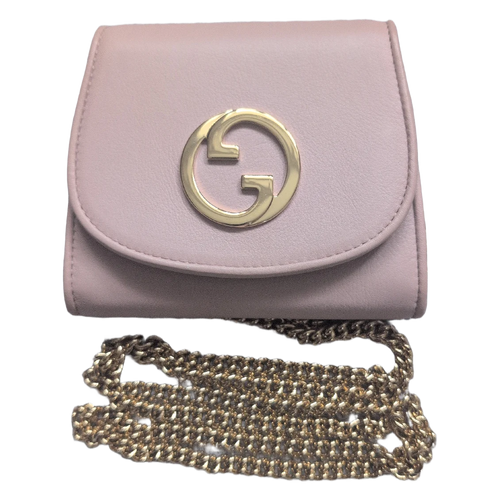 front showing full chain strap Pre-Owned Gucci Blondie Medium Chain Wallet Pink