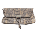 front view of Pre-Owned Gucci Python & Leather Croisette Bamboo Clutch Bag