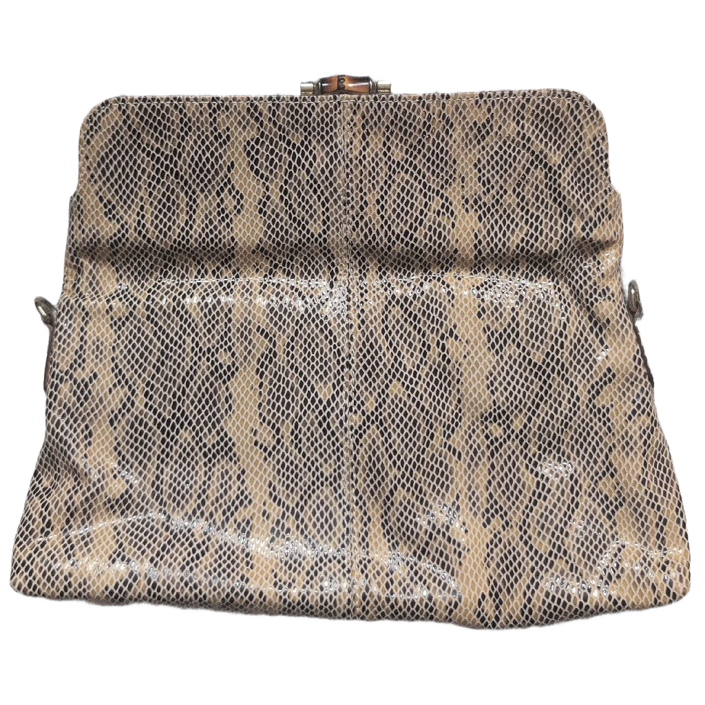 flat front view Pre-Owned Gucci Python & Leather Croisette Bamboo Clutch Bag
