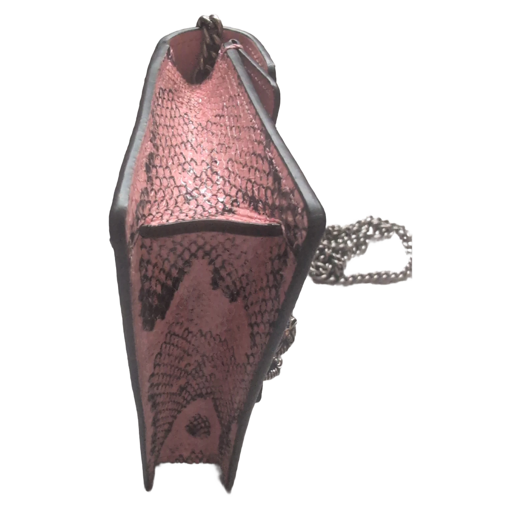 other side corner condition Pre-Owned Gucci Dionysus Python Mini Pink Bag