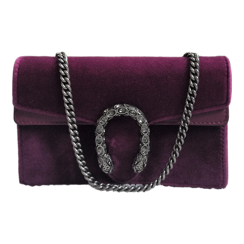 Pre-Owned Gucci Dionysus Mini Purple Velvet Crossbody Bag | Inked Pre-Owned Gucci Dionysus Mini Purple Velvet Crossbody Bag | Inked