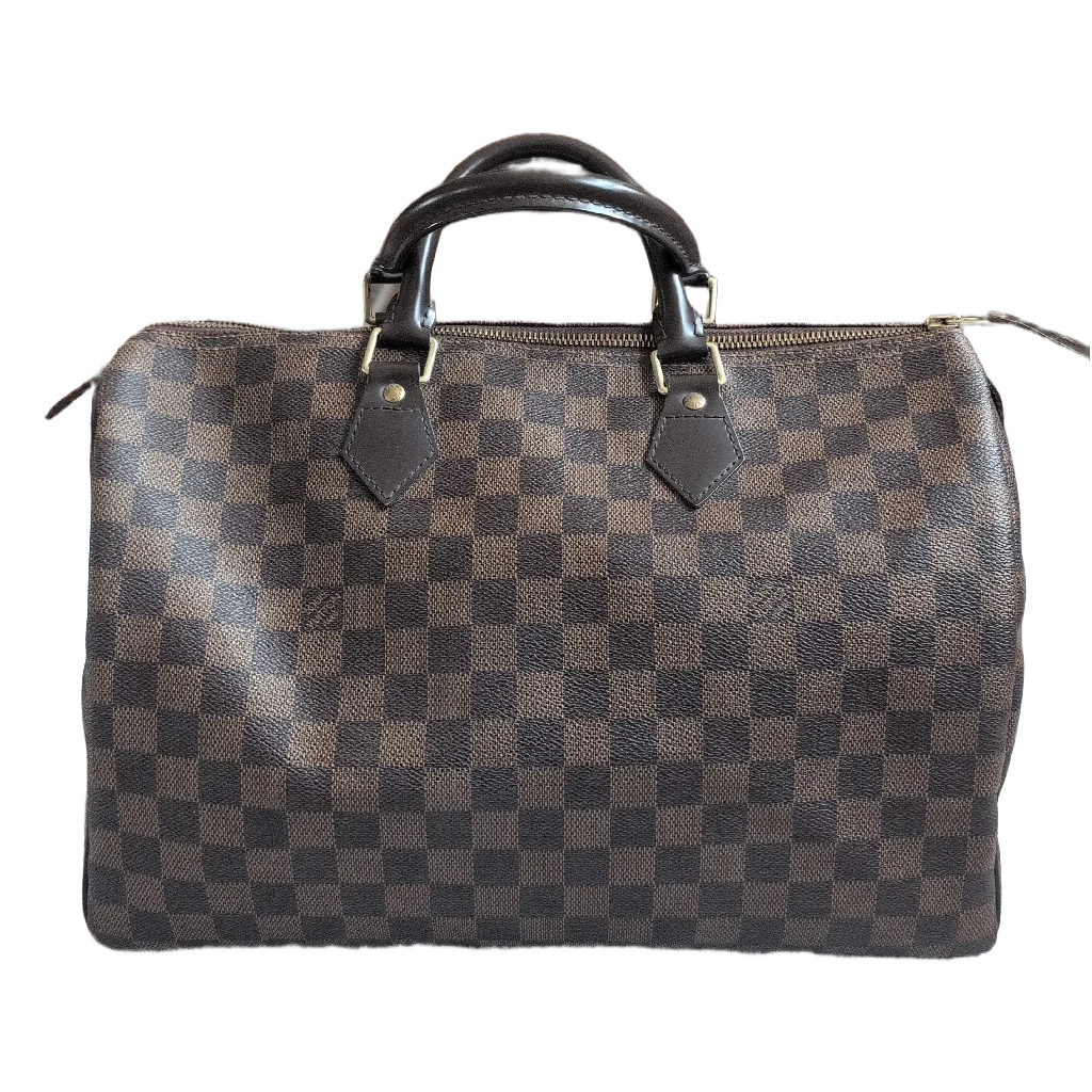 back of Pre-owned Louis Vuitton speedy 35 Damier Ebene