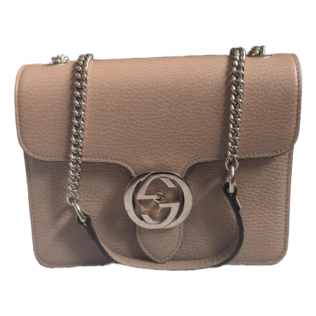 front of Pre-owned Beige Gucci Interlocking GG handbag