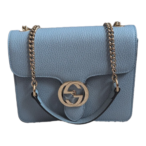front view of Pre-Owned Blue Gucci GG Interlocking Cross Body Bag
