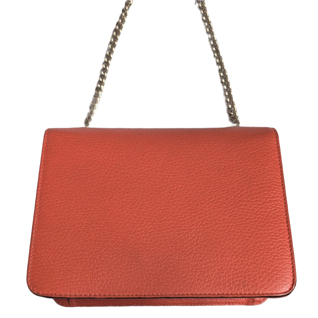 back of Orange Gucci GG Interlocking Crossbody Bag 
