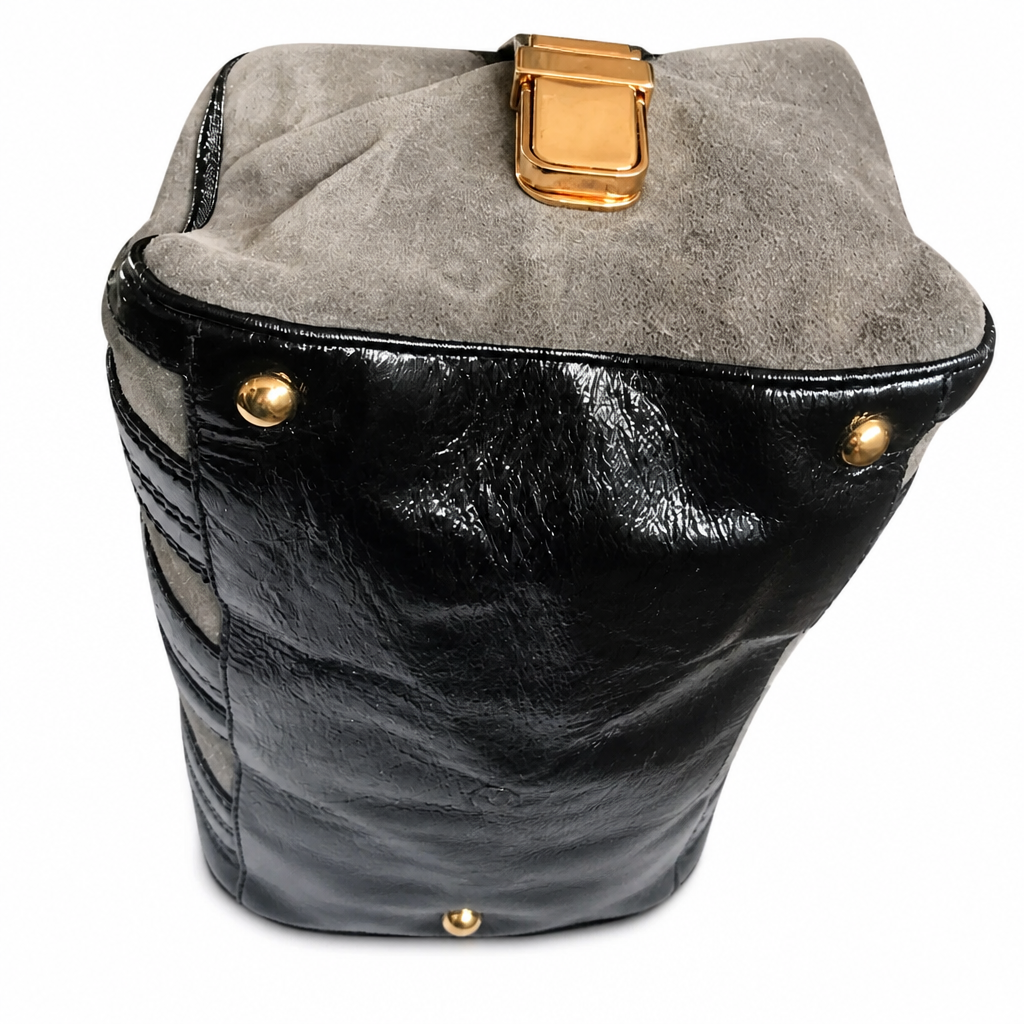 bottom Pre-Owned Gucci Grey Suede Aviatrix Boston Bag