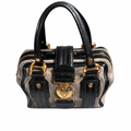 front of Pre-Owned Gucci Grey Suede Aviatrix Boston Bag