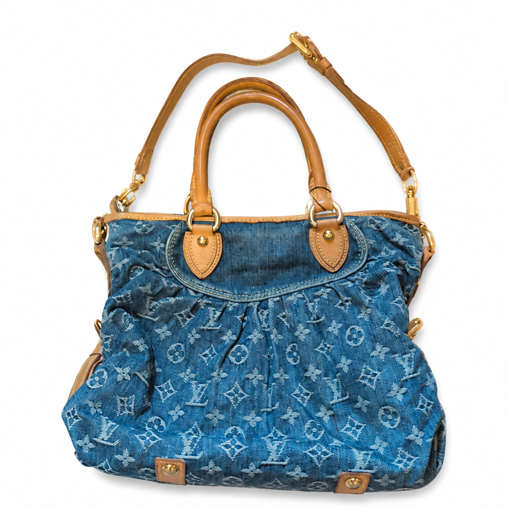 back Louis Vuitton Neo Cabby MM Monogram Denim Blue Shoulder Bag