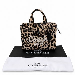 Pre-Owned Coach Cargo Tote Leopard Print Canvas Bag