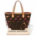 full set Pre-Owned Louis Vuitton x Takashi Murakami Cherry Neverfull MM Tote Bag with Pouch