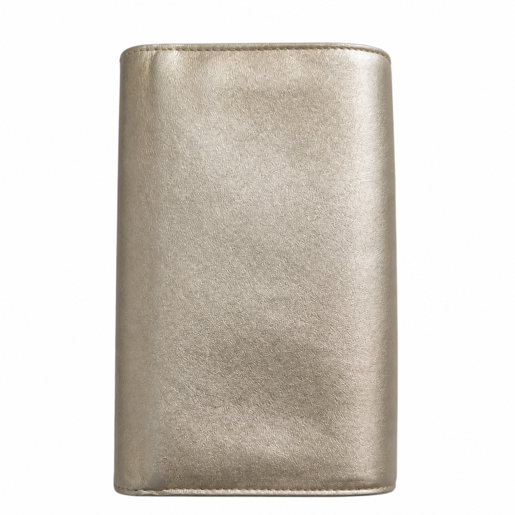 back of Pre-Owned Louis Vuitton Louise GM Clutch – Metallic Champagne Leather