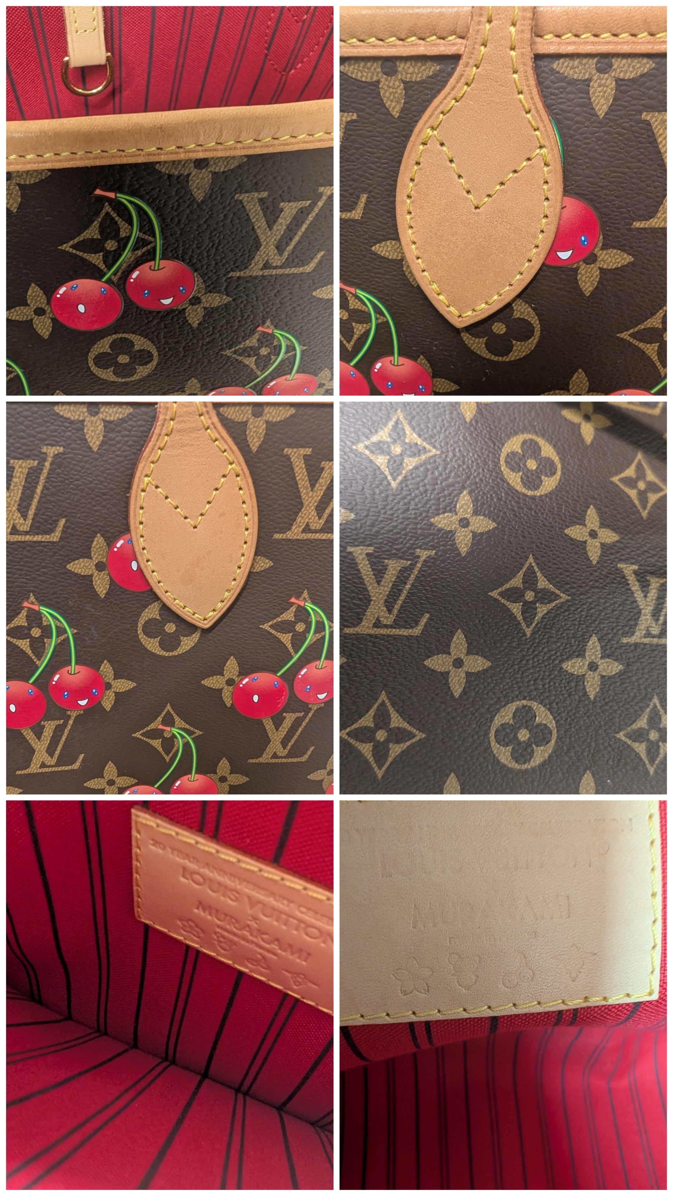 mulitple Pre-Owned Louis Vuitton x Takashi Murakami Cherry Neverfull MM Tote Bag with Pouch