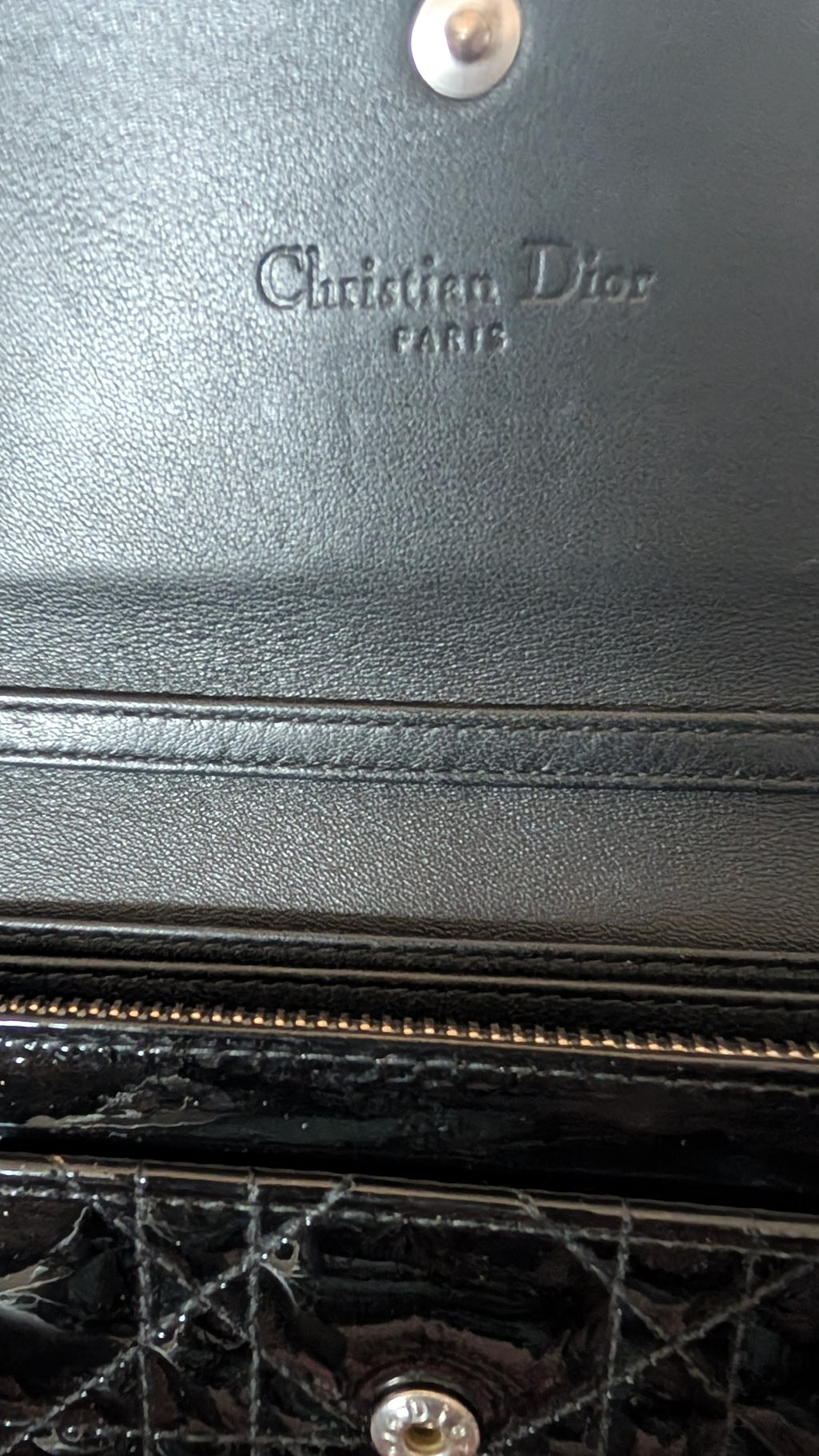 Pre-Owned Christian Dior Lady Dior Black Patent Leather Clutch