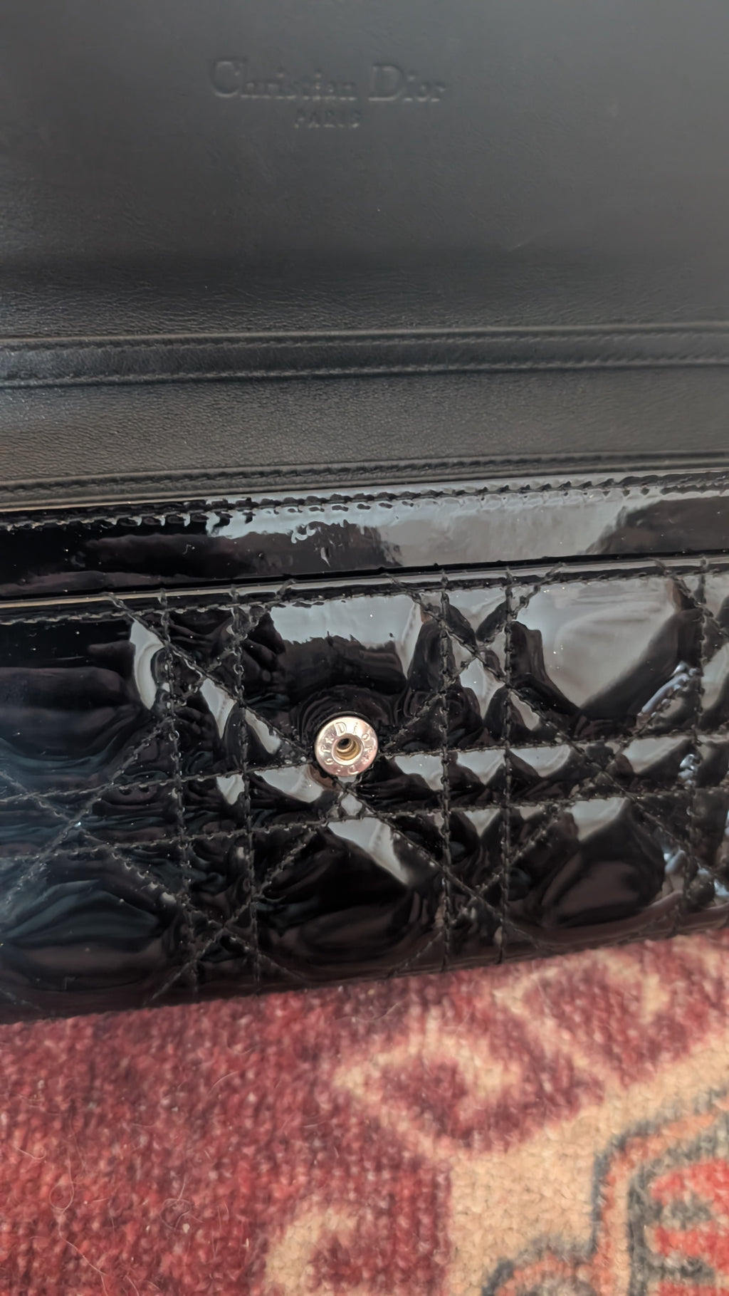 Pre-Owned Christian Dior Lady Dior Black Patent Leather Clutch