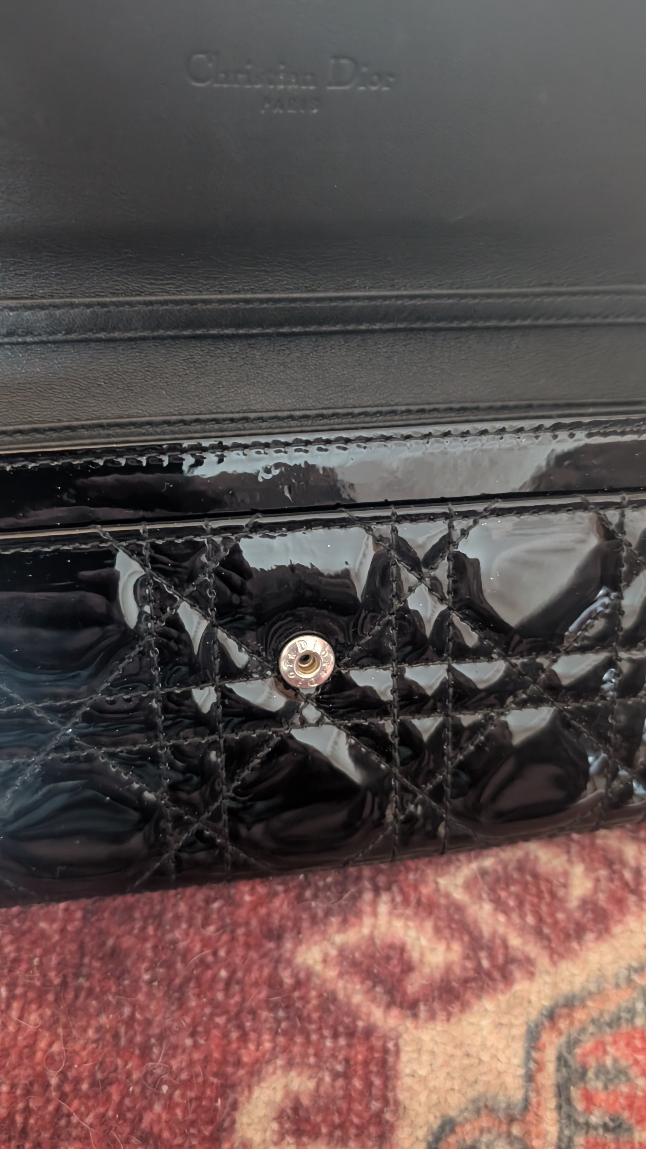 Pre-Owned Christian Dior Lady Dior Black Patent Leather Clutch