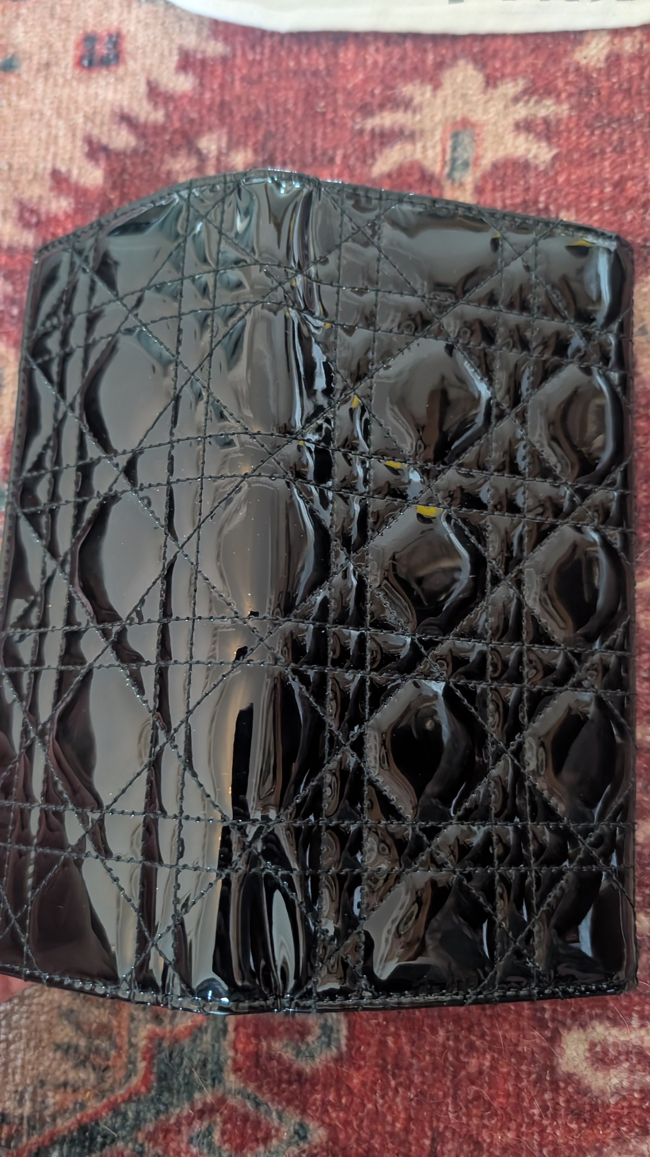 Pre-Owned Christian Dior Lady Dior Black Patent Leather Clutch