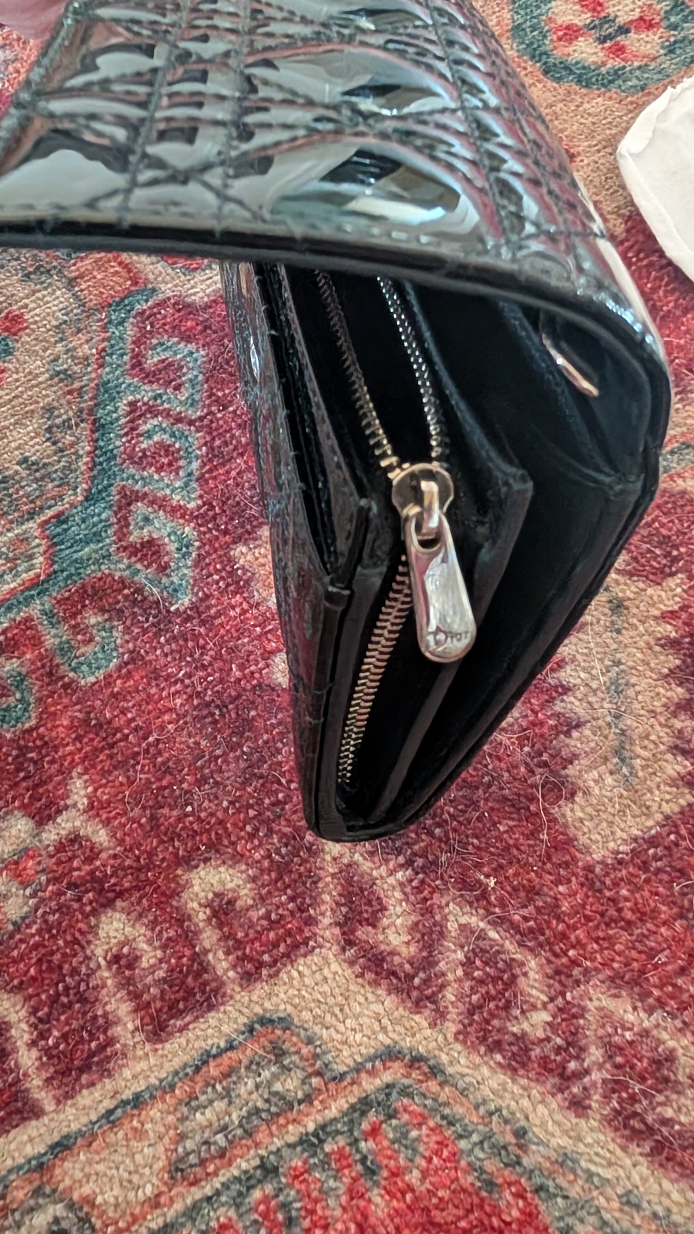 Pre-Owned Christian Dior Lady Dior Black Patent Leather Clutch