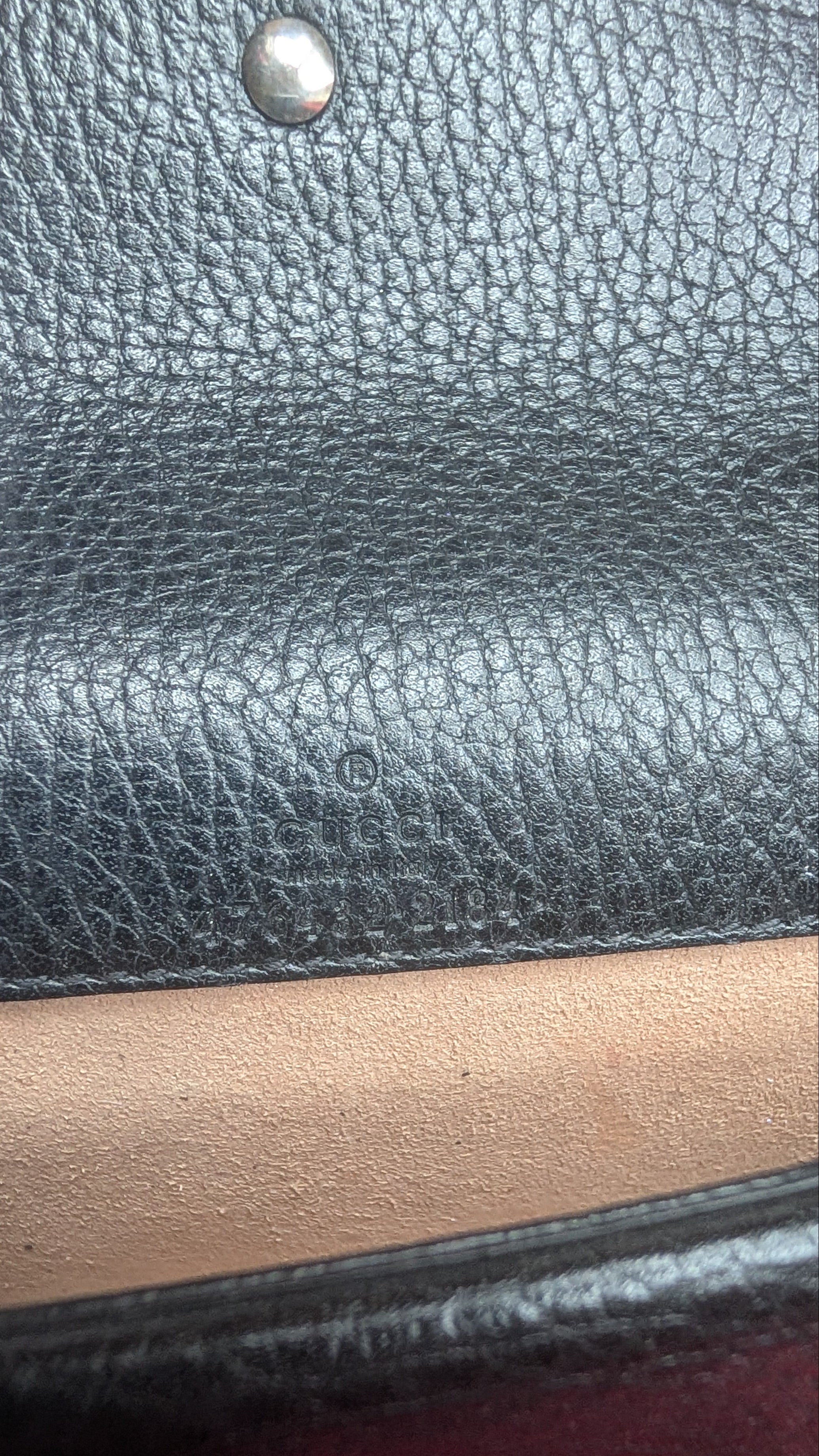 gucci inside stamp Pre-Owned Gucci Dionysus Black Pebbled Leather Mini Bag