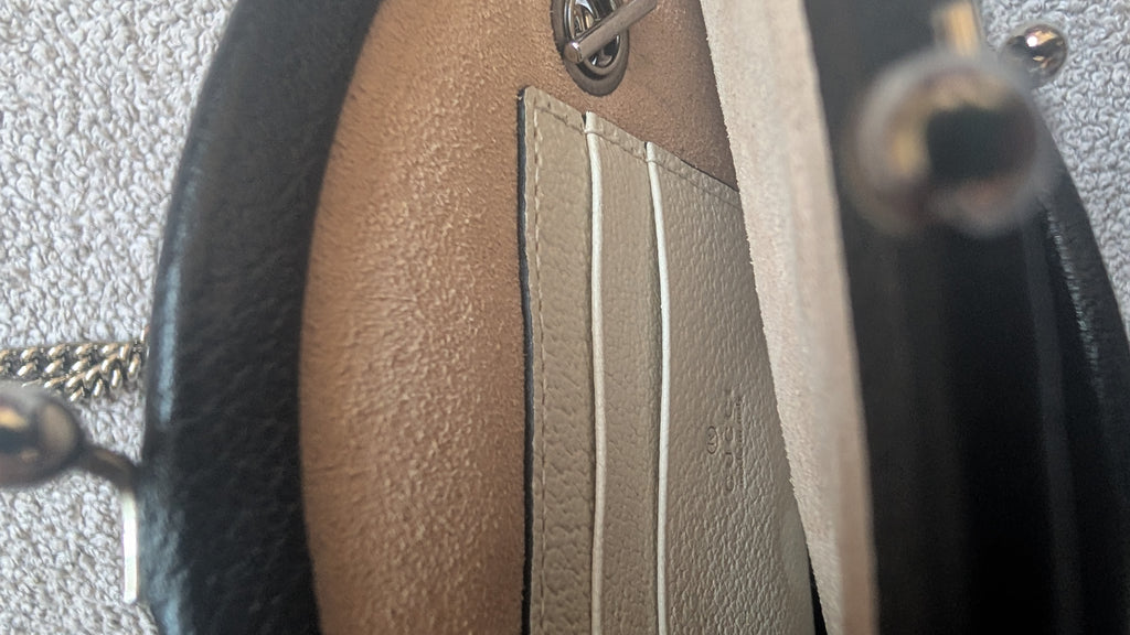inside of the Pre-owned Gucci Strawberry Cross Body Bag Black & White